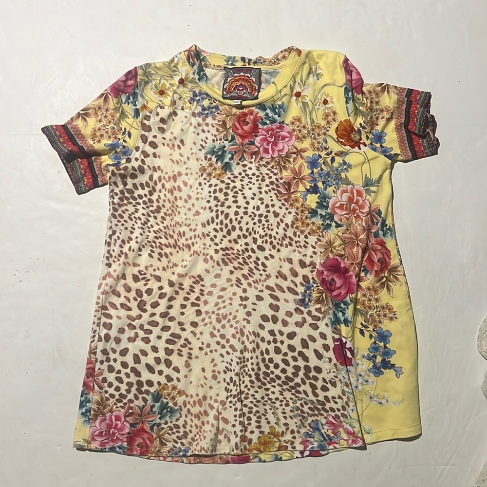 Johnny Was Flower and Giraffe Print Blouse